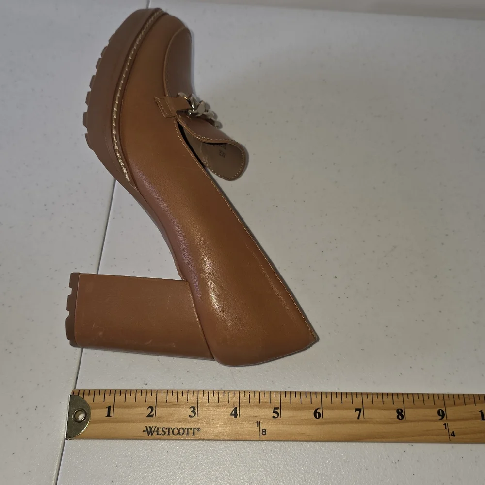Naturalizer Callie-Moc Leather Loafers Size 8 High Heel Lug Sole Slip-on Shoes - Picture 13 of 16